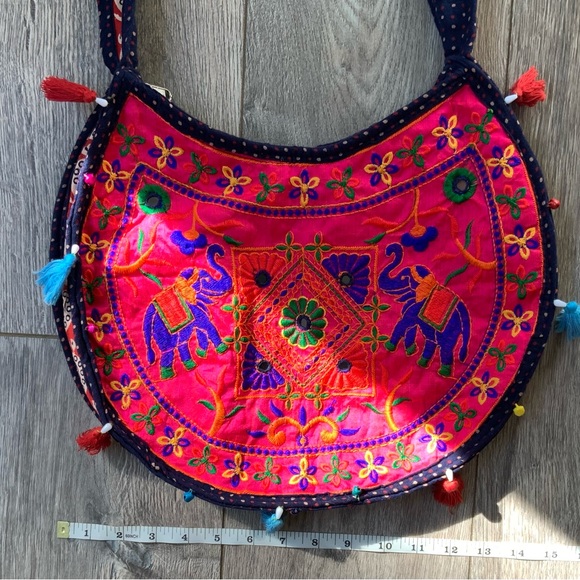 Tribe Azure Fair Trade Handcrafted Colorful Embellished Boho Shoulder Bag, NWOT! - Picture 2 of 11